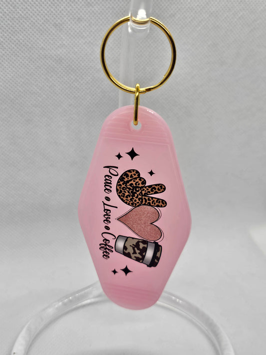 Peace Love Coffee Keychain